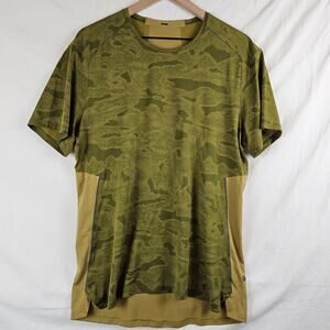 Lululemon Fast Free Short Sleeve Shirt, Camo Auric Gold Juniper Green,L (approx)